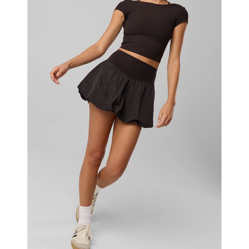 OFFLINE by Aerie Real Me Bubble Skort Medium Black Athletic Skirt Casual Mini